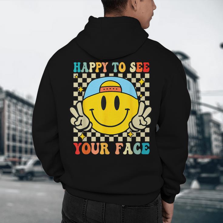 Happy To See Your Face Hippie Smile Back To School Teachers Men's Hoodie Back Print, novelty gifts, funny gifts Happy To See Your Face Hippie Smile Back To School Teachers Men's Hoodie Back Print, novelty gifts, funny gifts