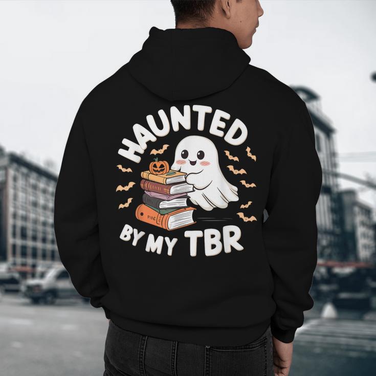 Haunted By My TBR Cute Ghost Book Reading Teacher Halloween Men's Hoodie Back Print, novelty gifts, funny gifts