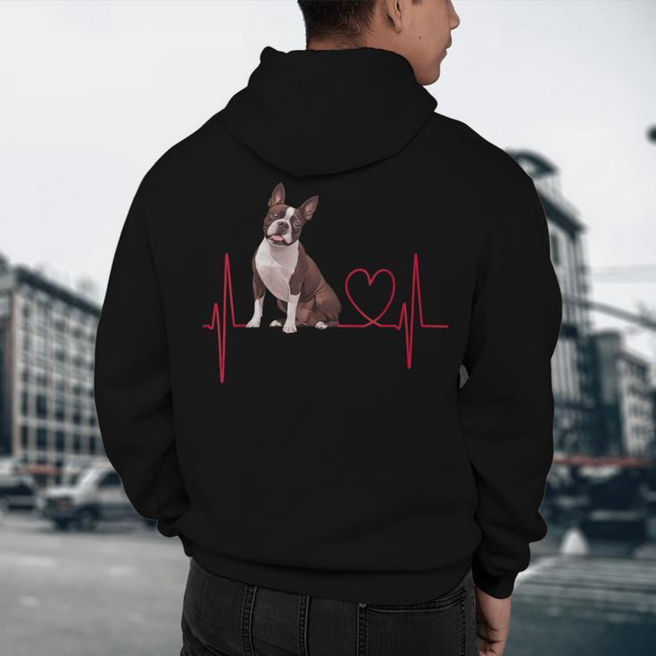 Heartbeat Boston Terrier Dog Men's Hoodie Back Print, novelty gifts, funny gifts