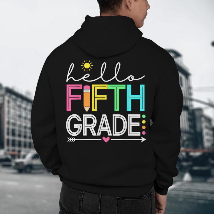 Hello Fifth Grade Teacher Student 5th Grade Back To School Men's Hoodie Back Print, novelty gifts, funny gifts