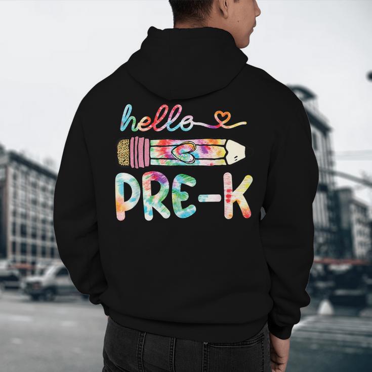 Hello Pre-K Pencil Teacher Student Tie Dye Men's Hoodie Back Print, novelty gifts, funny gifts