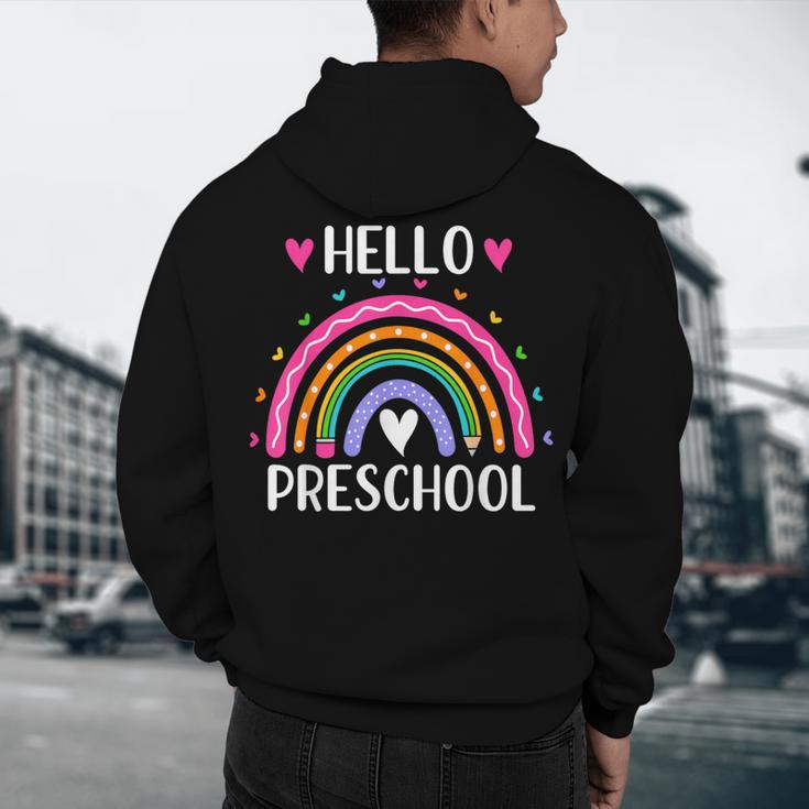 Hello Preschool Teacher Student Girls Rainbow Back To School Men's Hoodie Back Print, novelty gifts, funny gifts Hello Preschool Teacher Student Girls Rainbow Back To School Men's Hoodie Back Print, novelty gifts, funny gifts