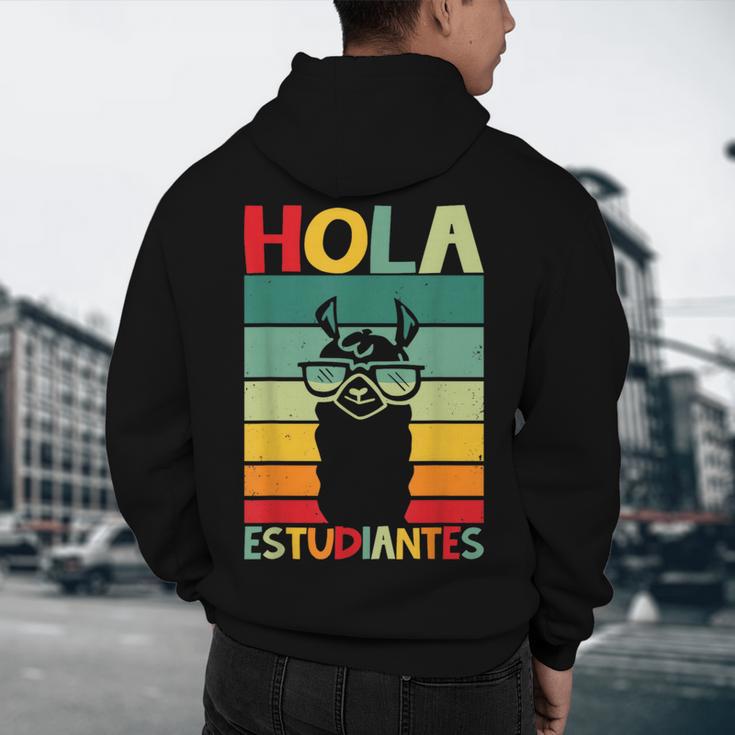 Hola Estudiantes Spanish Teacher Back To School 2025 Men's Hoodie Back Print, novelty gifts, funny gifts Hola Estudiantes Spanish Teacher Back To School 2025 Men's Hoodie Back Print, novelty gifts, funny gifts