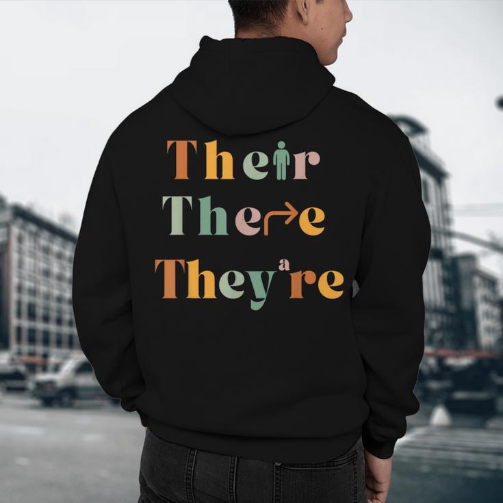 Their There They'Re English Teacher Gramma Police Joke Men's Hoodie Back Print, novelty gifts, funny gifts