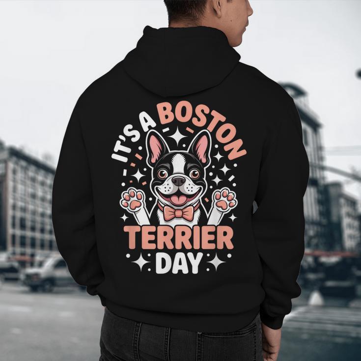 It’s A Boston Terrier Day Pet Cute Dog Lover Cartoon Men's Hoodie Back Print, novelty gifts, funny gifts