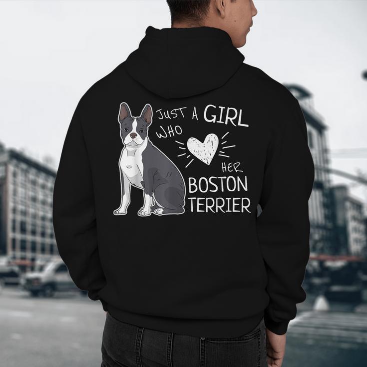 Just A Girl Who Loves Her Boston Terrier Puppy Love Men's Hoodie Back Print, novelty gifts, funny gifts