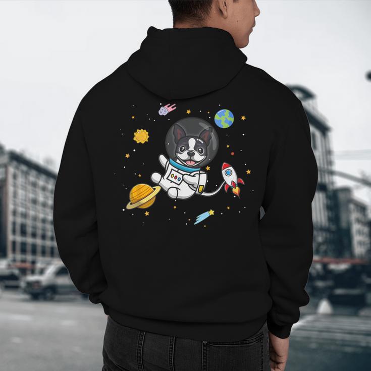 Kawaii Kids & Boys Astronaut Space Boston Terrier Dog Lover Men's Hoodie Back Print, novelty gifts, funny gifts