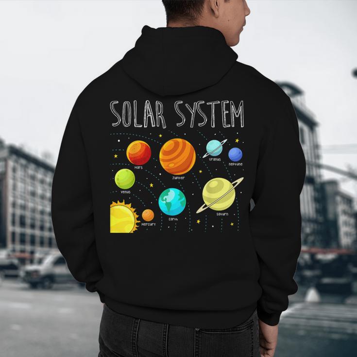 Kids Solar Systems Cute Planets Space Science Teacher School Men's Hoodie Back Print, novelty gifts, funny gifts