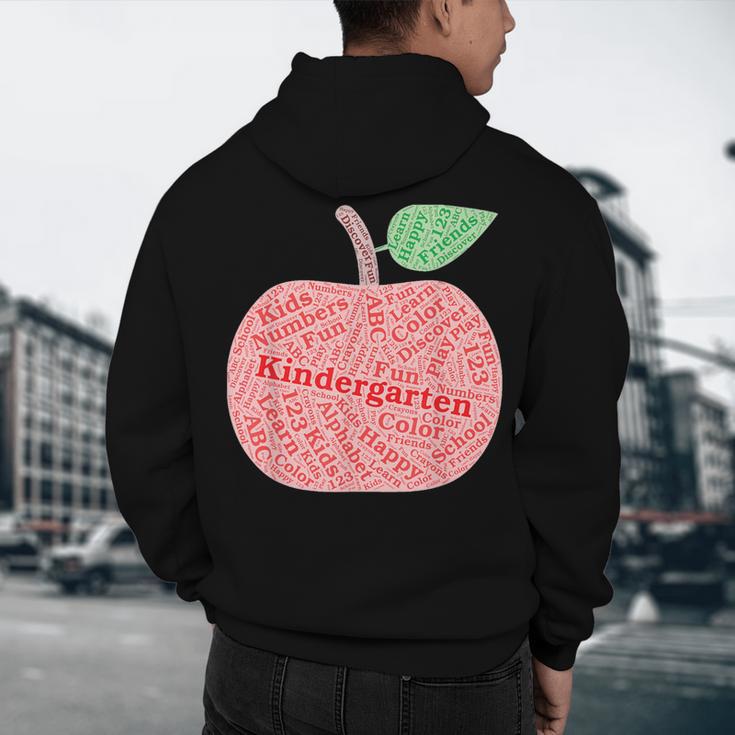 Kindergarten Apple Word Art For Teachers & Students Men's Hoodie Back Print, novelty gifts, funny gifts