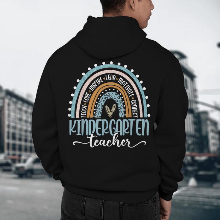 Kindergarten Teacher Leopard Boho Rainbow Back To School Men's Hoodie Back Print, novelty gifts, funny gifts Kindergarten Teacher Leopard Boho Rainbow Back To School Men's Hoodie Back Print, novelty gifts, funny gifts