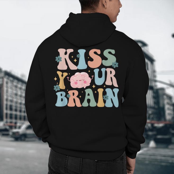 Kiss Your Brain Teacher Inspire Educate Groovy Retro Vintage Men's Hoodie Back Print, novelty gifts, funny gifts Kiss Your Brain Teacher Inspire Educate Groovy Retro Vintage Men's Hoodie Back Print, novelty gifts, funny gifts