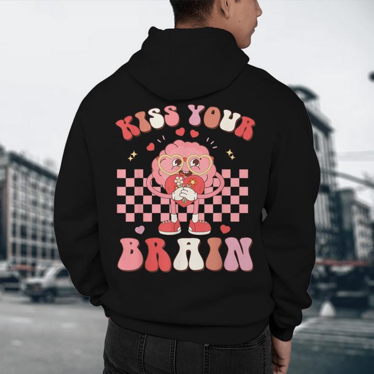 Kiss Your Brain Valentines Test Day Teacher Squad Kids Men's Hoodie Back Print, novelty gifts, funny gifts