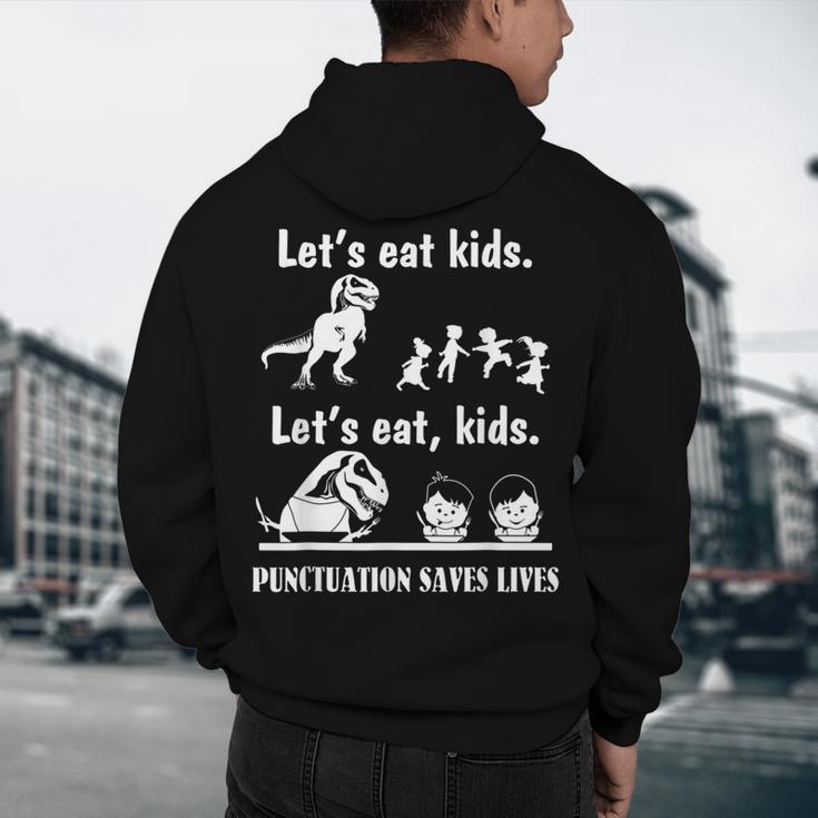 Let's Eat Kids Fun Dinosaurs Grammar Teacher Men's Hoodie Back Print, novelty gifts, funny gifts Let's Eat Kids Fun Dinosaurs Grammar Teacher Men's Hoodie Back Print, novelty gifts, funny gifts