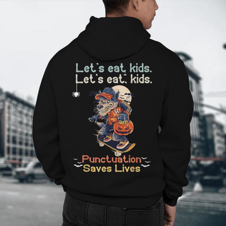 Let's Eat Kids Grammar Werewolf Halloween Teacher Men's Hoodie Back Print, novelty gifts, funny gifts Let's Eat Kids Grammar Werewolf Halloween Teacher Men's Hoodie Back Print, novelty gifts, funny gifts