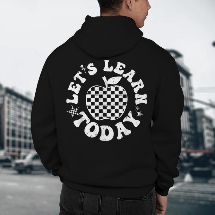 Let's Learn Today Checkered Apple Back To School Teacher Men's Hoodie Back Print, novelty gifts, funny gifts