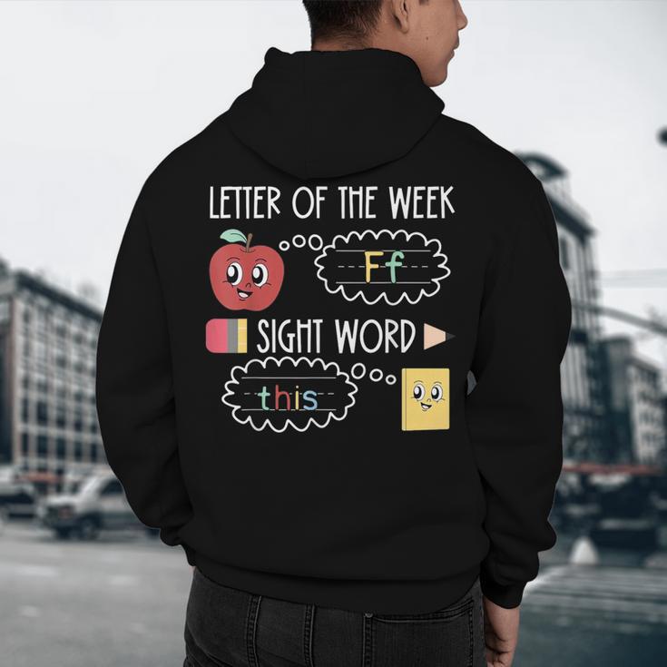 Letter Of The Week Ff Sight Word Teacher Squad Men's Hoodie Back Print, novelty gifts, funny gifts