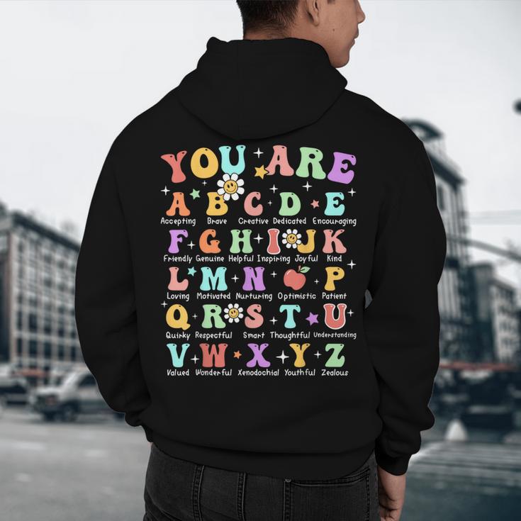 You Are Letters Alphabet Learn ABCs Inspiration Teacher Life Men's Hoodie Back Print, novelty gifts, funny gifts