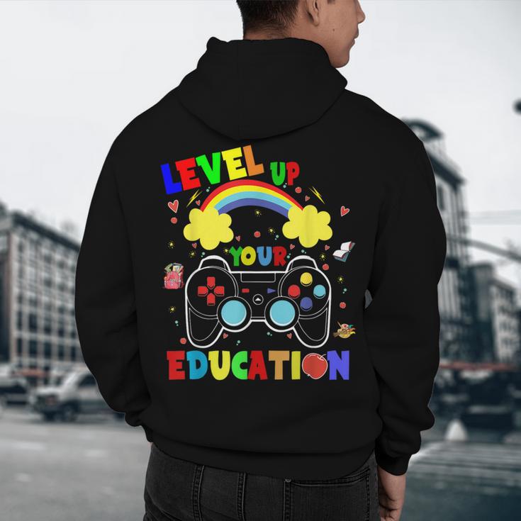 Level Up Your Education Gaming Inspired Teacher Gamers For Men Women Kids Men's Hoodie Back Print, novelty gifts, funny gifts Level Up Your Education Gaming Inspired Teacher Gamers For Men Women Kids Men's Hoodie Back Print, novelty gifts, funny gifts