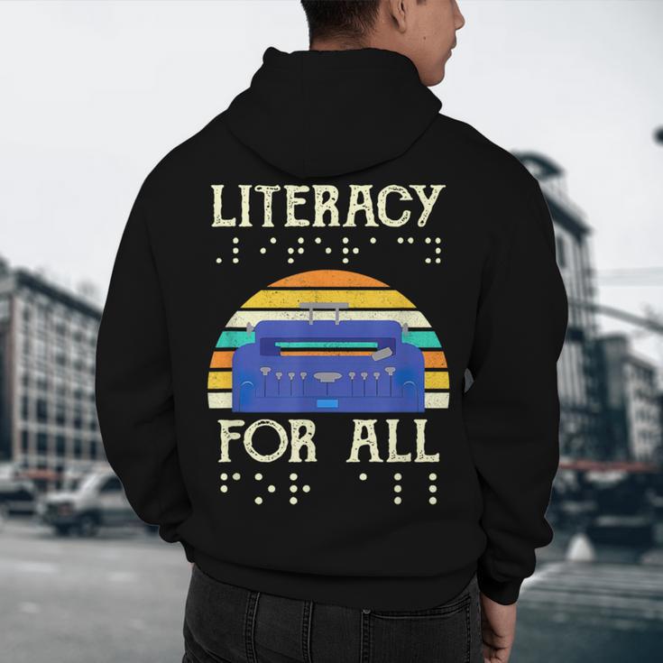 Literacy For All Visually Impaired Braille Teacher The Blind Men's Hoodie Back Print, novelty gifts, funny gifts