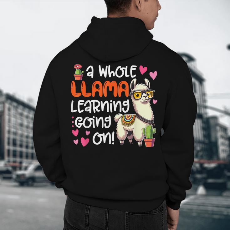 Llama Learning Teachers Students Alpaca Lover Back To School Men's Hoodie Back Print, novelty gifts, funny gifts