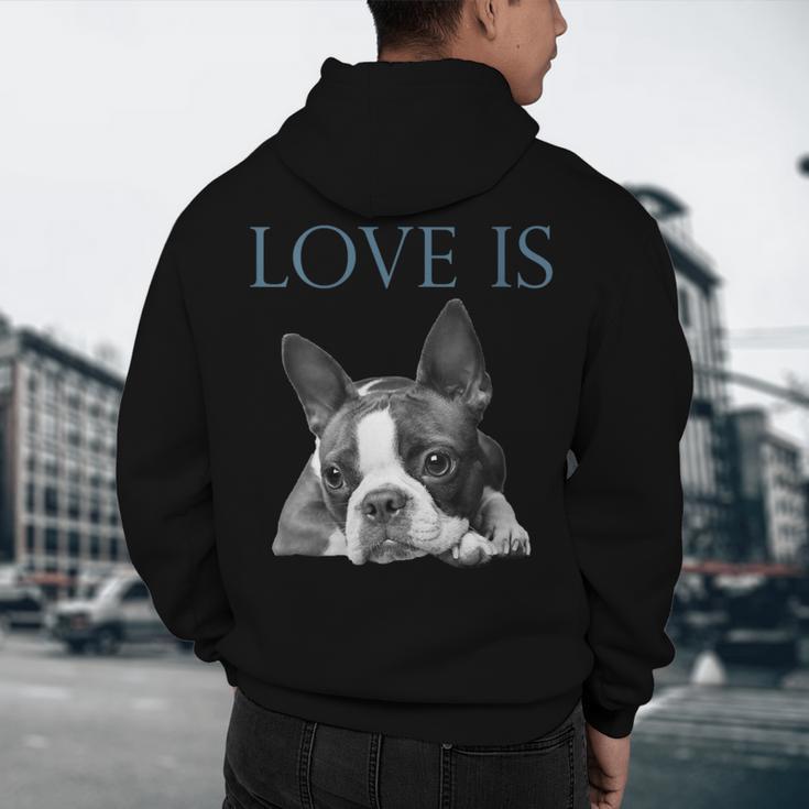 Love Is Boston Terrier Bostie Men's Hoodie Back Print, novelty gifts, funny gifts