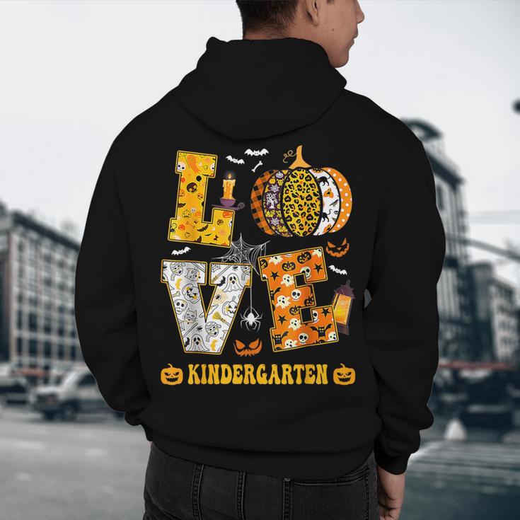 LOVE Kindergarten Pumpkin Teacher Student Halloween Costume Men's Hoodie Back Print, novelty gifts, funny gifts LOVE Kindergarten Pumpkin Teacher Student Halloween Costume Men's Hoodie Back Print, novelty gifts, funny gifts