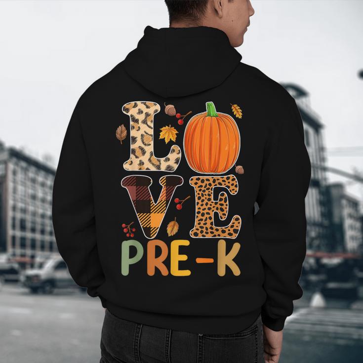 Love Pre-k Teacher Shirts Autumn Fall Pumpkin Fall Leopard Men's Hoodie Back Print, novelty gifts, funny gifts