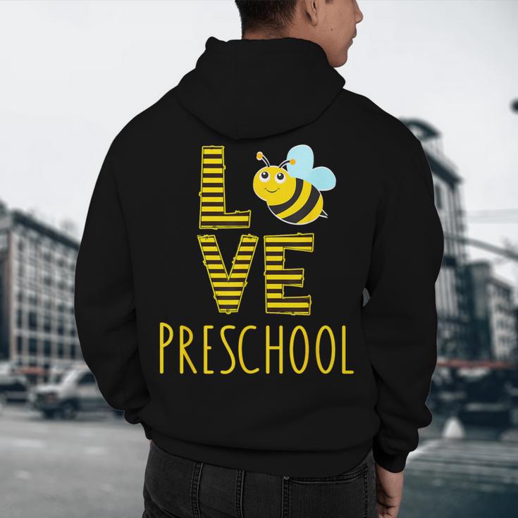 Love Preschool Back To School Yellow Bee Preschool Teacher For Men Women Girls Kids Men's Hoodie Back Print, novelty gifts, funny gifts