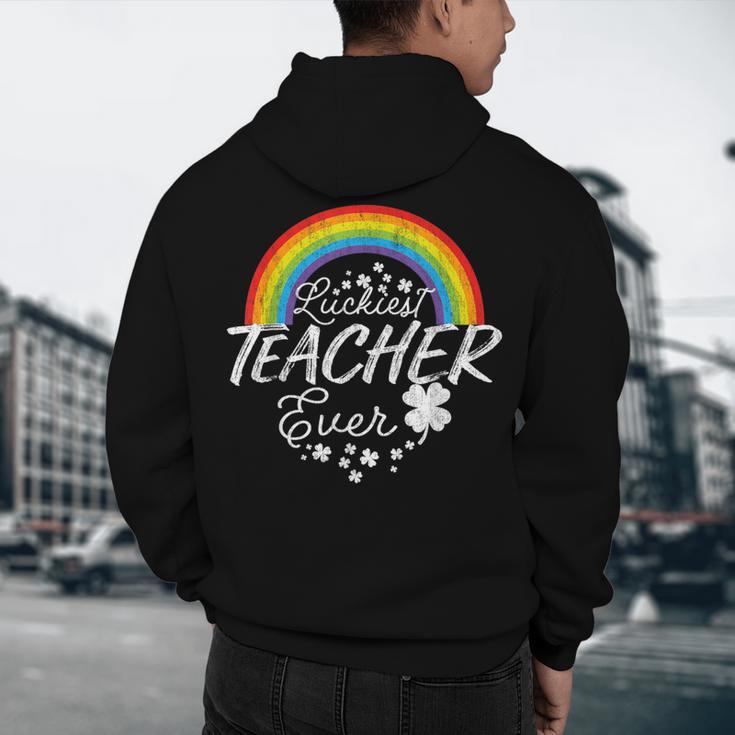 Luckiest Teacher Ever Rainbow- St Patricks Day Teacher Men's Hoodie Back Print, novelty gifts, funny gifts Luckiest Teacher Ever Rainbow- St Patricks Day Teacher Men's Hoodie Back Print, novelty gifts, funny gifts