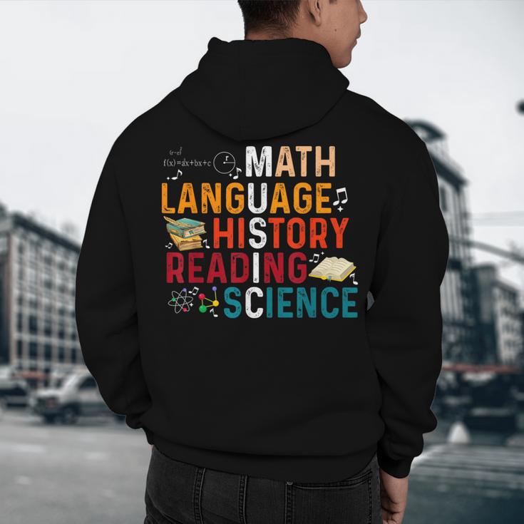 Math Language History Reading Science Music Teacher Men's Hoodie Back Print, novelty gifts, funny gifts Math Language History Reading Science Music Teacher Men's Hoodie Back Print, novelty gifts, funny gifts