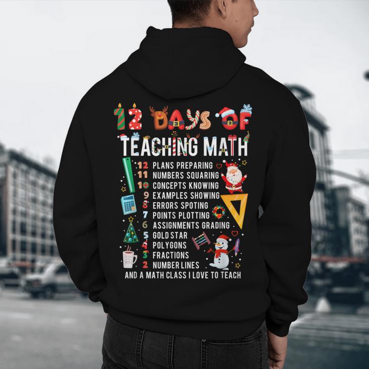 Math Teacher Christmas 12 Days Of Teaching Math Christmas Men's Hoodie Back Print, novelty gifts, funny gifts