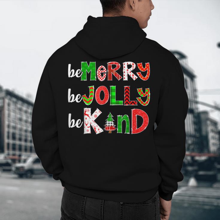Be Merry Be Jolly Be Kind Merry Christmas Teacher Xmas Pjs Men's Hoodie Back Print, novelty gifts, funny gifts