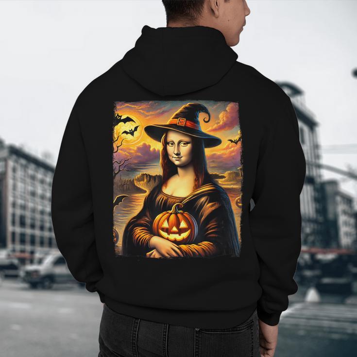 Mona Lisa Pumpkin Halloween Art Teacher Witchy Women Kids Men's Hoodie Back Print, novelty gifts, funny gifts