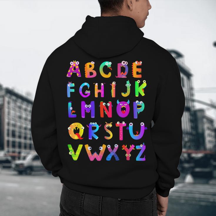 Monster ABC Cute Alphabet Halloween Teacher Costume Kids Men's Hoodie Back Print, novelty gifts, funny gifts Monster ABC Cute Alphabet Halloween Teacher Costume Kids Men's Hoodie Back Print, novelty gifts, funny gifts