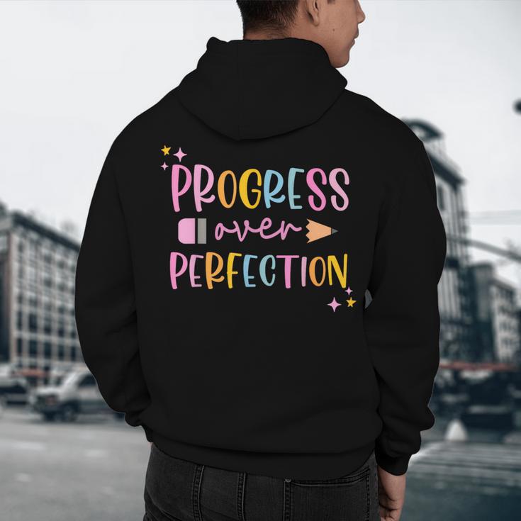 Motivational Progress Over Perfection Back To School Teacher Men's Hoodie Back Print, novelty gifts, funny gifts Motivational Progress Over Perfection Back To School Teacher Men's Hoodie Back Print, novelty gifts, funny gifts