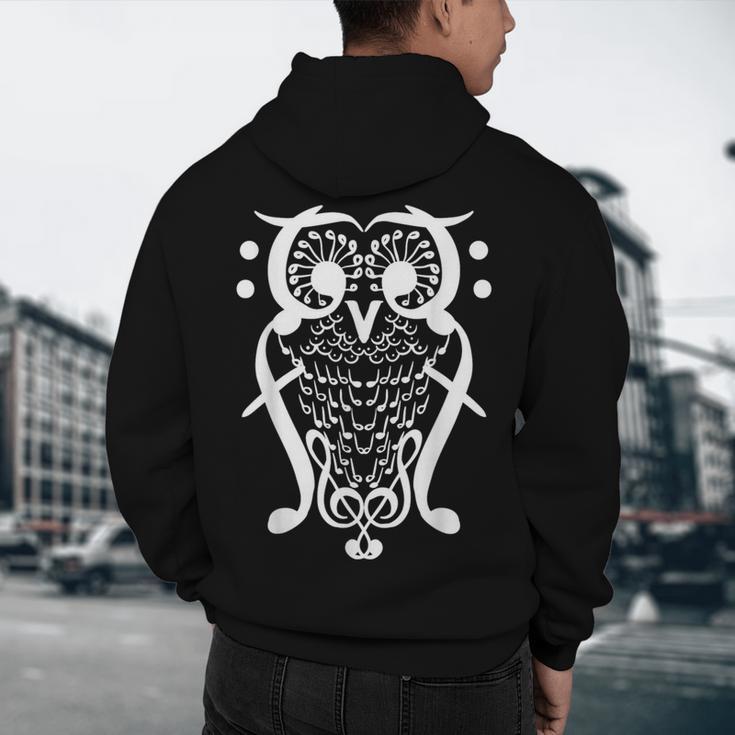 Music Note Owl Shirt Musicians Teacher Birthday Bird Men's Hoodie Back Print, novelty gifts, funny gifts