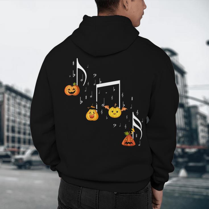 Music Note Pumpkin Fall Music Teacher Halloween Costume Men's Hoodie Back Print, novelty gifts, funny gifts