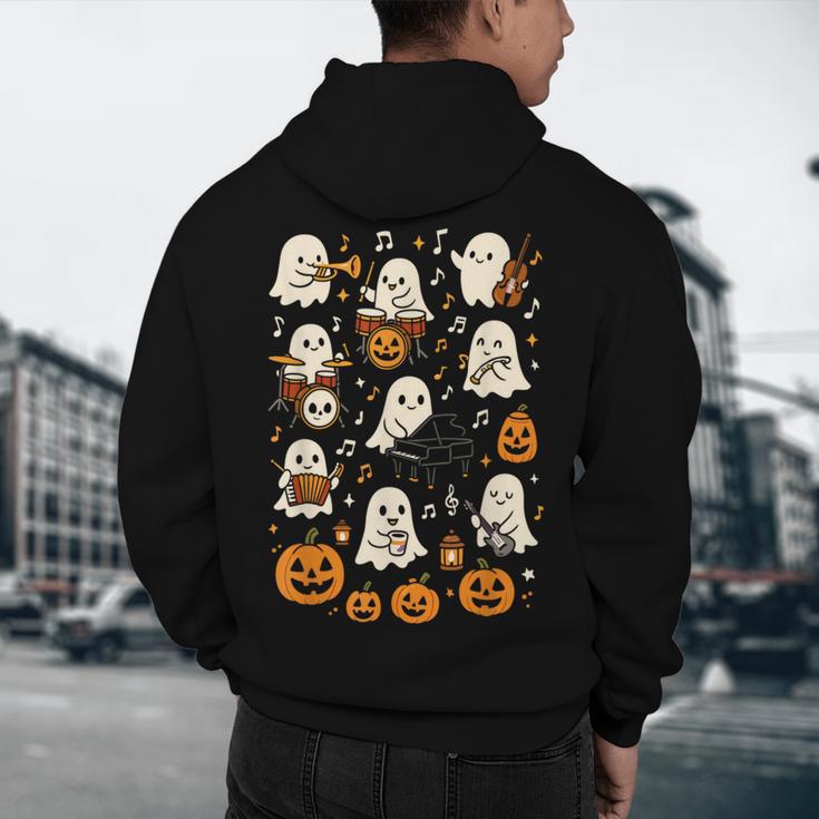 Music Teacher Orchestra Shirt Spooky Halloween Ghost Band Men's Hoodie Back Print, novelty gifts, funny gifts