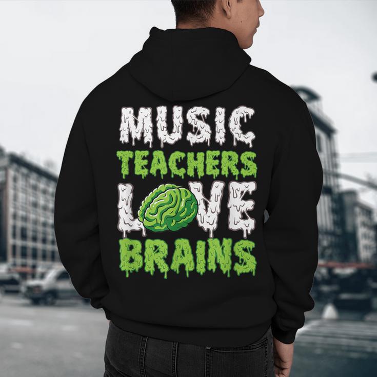 Music Teachers Love Brains Cute Teaching Halloween Men's Hoodie Back Print, novelty gifts, funny gifts