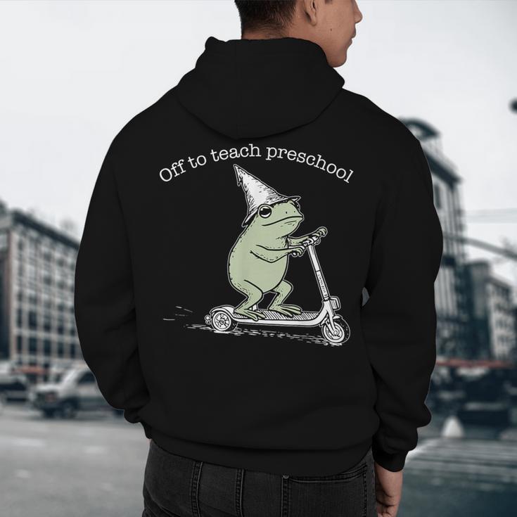 Off To Teach Preschool Pre-K Teacher Back To School Frog Men's Hoodie Back Print, novelty gifts, funny gifts Off To Teach Preschool Pre-K Teacher Back To School Frog Men's Hoodie Back Print, novelty gifts, funny gifts
