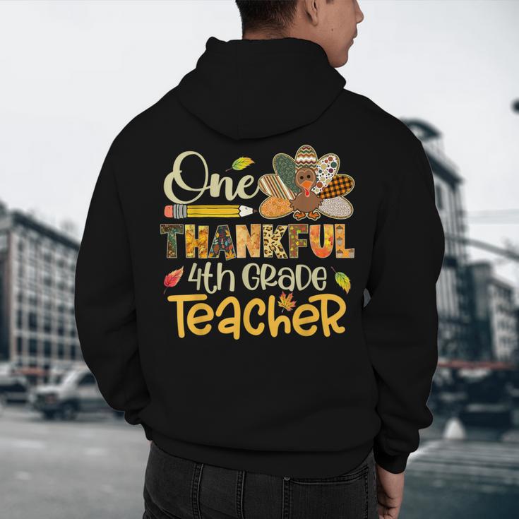 One Thankful 4th Grade Teacher Turkey Leopard Thanksgiving Men's Hoodie Back Print, novelty gifts, funny gifts