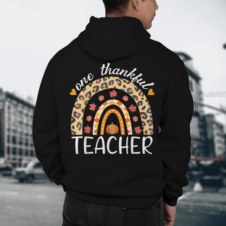 One Thankful Teacher Thanksgiving Rainbow Leopard Fall Men's Hoodie Back Print, novelty gifts, funny gifts One Thankful Teacher Thanksgiving Rainbow Leopard Fall Men's Hoodie Back Print, novelty gifts, funny gifts