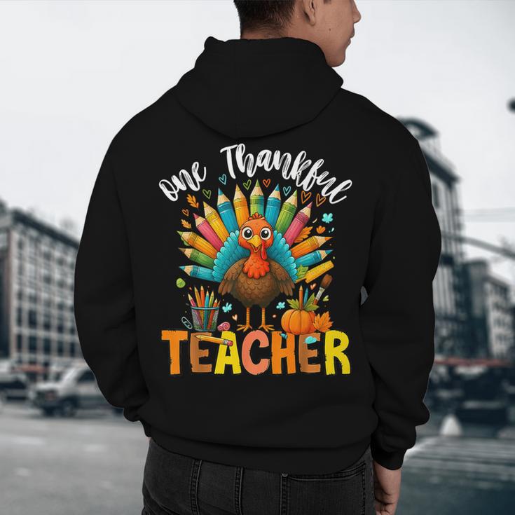 One Thankful Teacher Thanksgiving Turkey Cute Crayon Pencil Men's Hoodie Back Print, novelty gifts, funny gifts One Thankful Teacher Thanksgiving Turkey Cute Crayon Pencil Men's Hoodie Back Print, novelty gifts, funny gifts