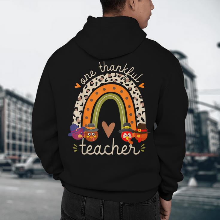 One Thankful Teacher Thanksgiving Turkey Rainbow Fall Men's Hoodie Back Print, novelty gifts, funny gifts One Thankful Teacher Thanksgiving Turkey Rainbow Fall Men's Hoodie Back Print, novelty gifts, funny gifts