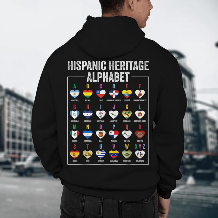 Hispanic Flags Alphabet Hearts Latin Heritage For Teacher Men's Hoodie Back Print, novelty gifts, funny gifts Hispanic Flags Alphabet Hearts Latin Heritage For Teacher Men's Hoodie Back Print, novelty gifts, funny gifts