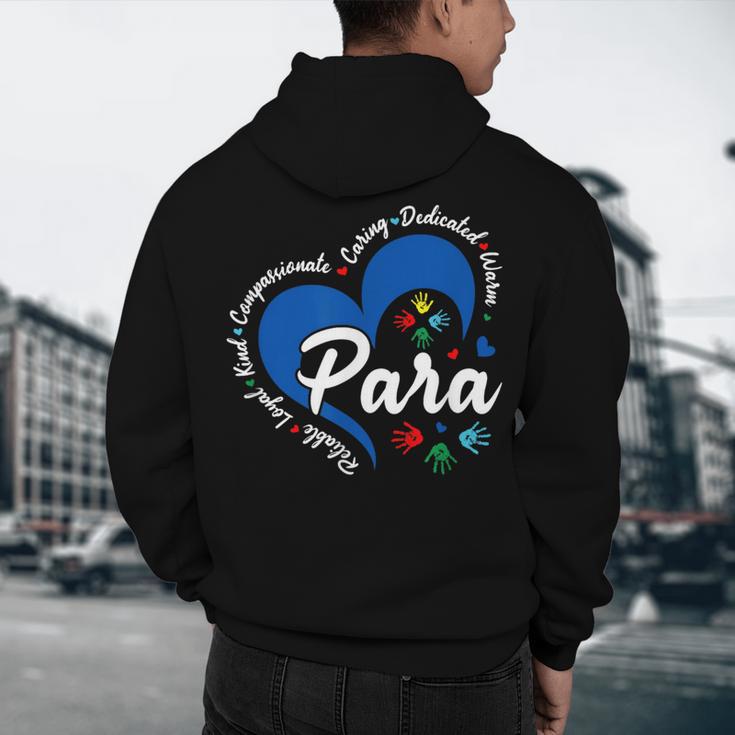 Para Heart Teacher Paraprofessional School Appreciation Men's Hoodie Back Print, novelty gifts, funny gifts