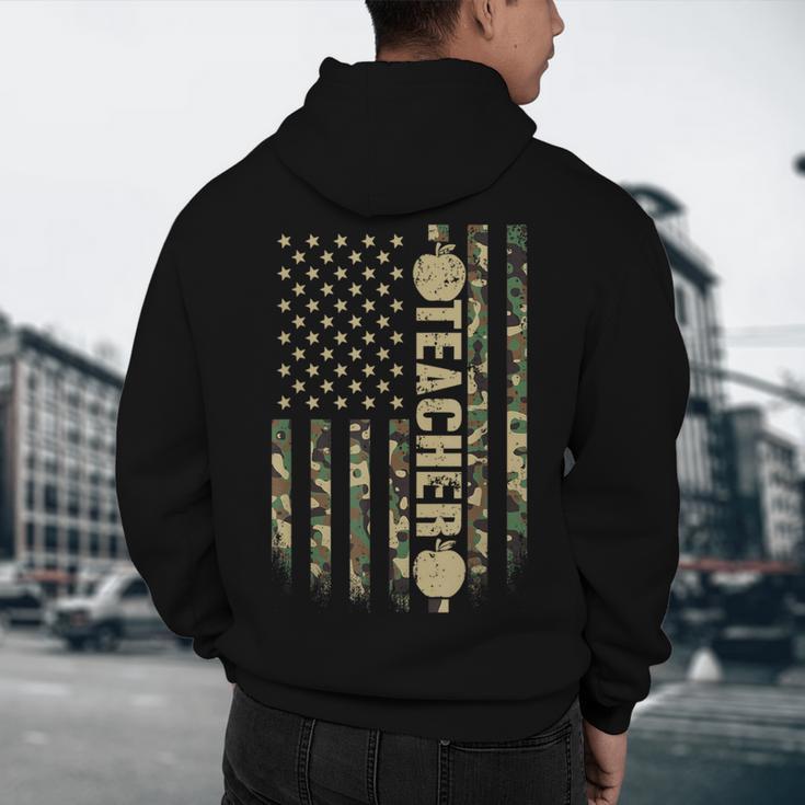 Patriotic Teacher American Flag Camouflage 4th Of July Camo Men's Hoodie Back Print, novelty gifts, funny gifts