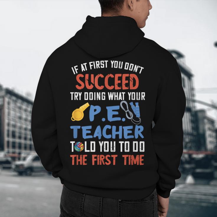 PE Teacher Succeed Sport Teacher School Fitness Gym Class Men Women Men's Hoodie Back Print, novelty gifts, funny gifts