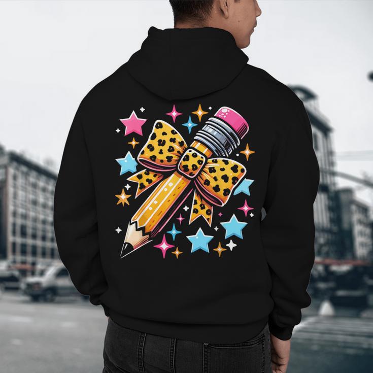 Pencil Leopard Coquette Bow Teacher Life Back To School Men's Hoodie Back Print, novelty gifts, funny gifts Pencil Leopard Coquette Bow Teacher Life Back To School Men's Hoodie Back Print, novelty gifts, funny gifts