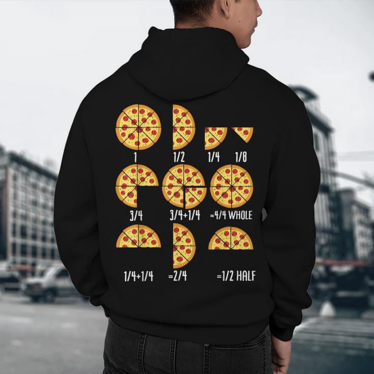 Pizza Slice Fraction Math Teacher Back To School Educational Men's Hoodie Back Print, novelty gifts, funny gifts
